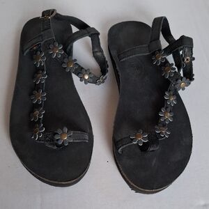 Rainbow Black Floral Women's Sandals